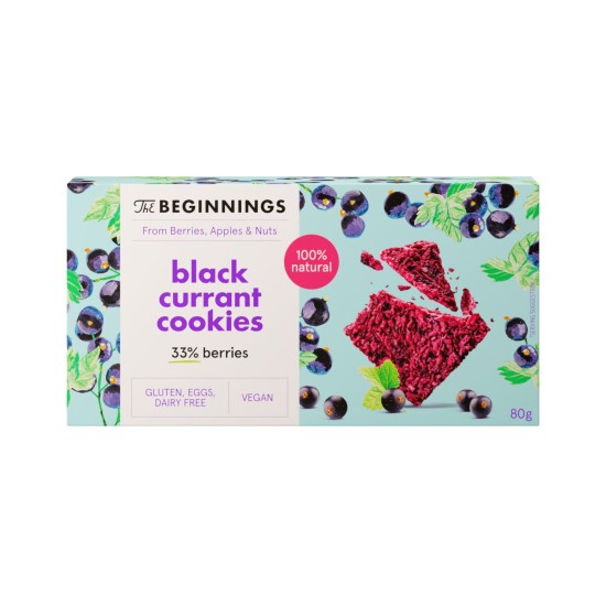 Сурови веган бисквити The Beginnings Касис, 80 гр.