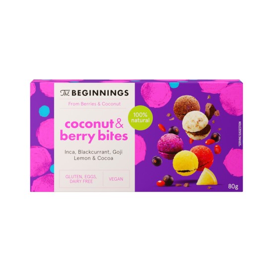 Сурови веган бисквити The Beginnings кокос и плодове, 60 гр.