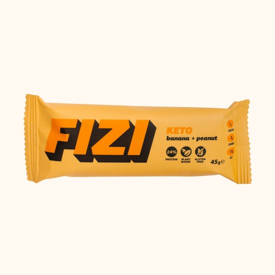 Кето протеинов бар FIZI, Банан с фъстъци, 45 гр.