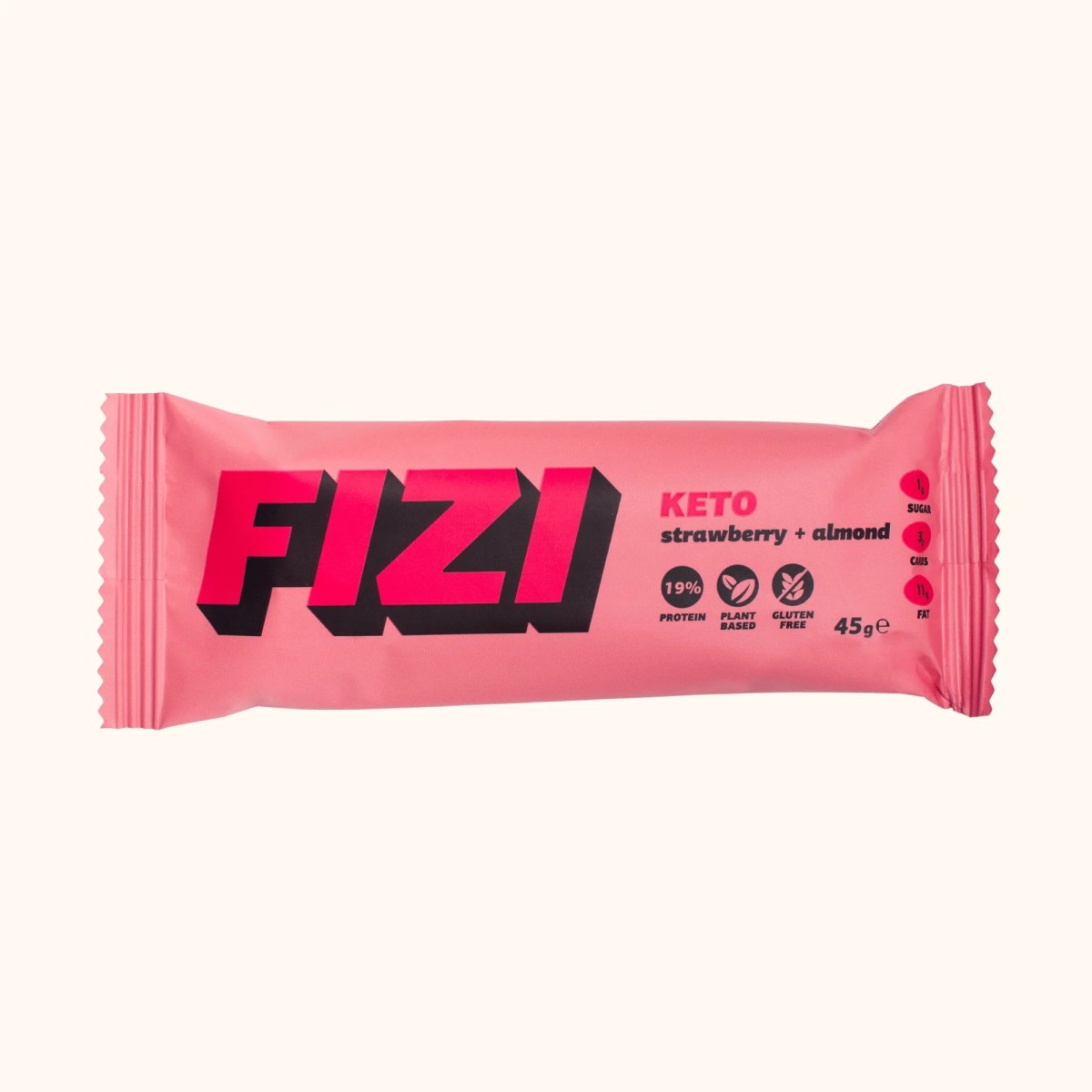 Кето протеинов бар FIZI, Ягоди с бадеми, 45 гр.