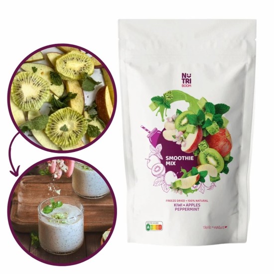 Лиофилизиран микс за смути NUTRIBOOM Breeze - киви, ябълка, мента