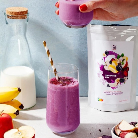 Лиофилизиран микс за смути NUTRIBOOM Power Up - банан, ябълка, черен морков, къпини 2