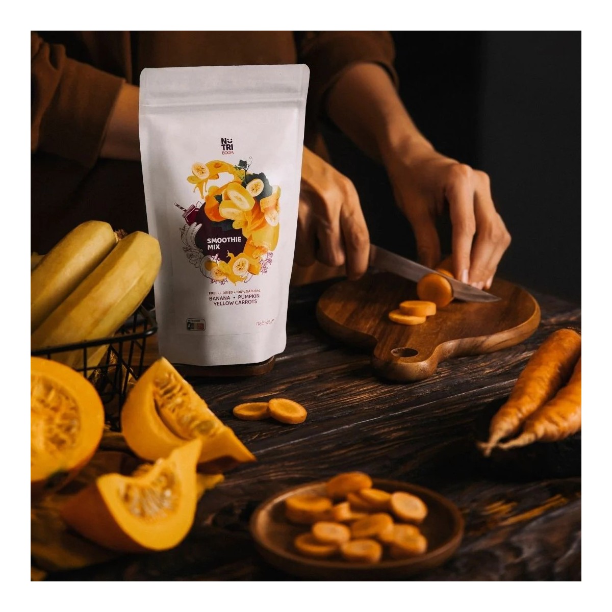 Лиофилизиран микс за смути NUTRIBOOM Glory - банан, тиква, морков