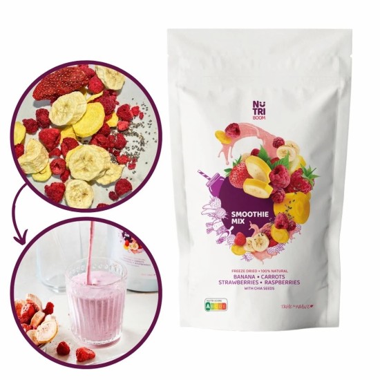 Лиофилизиран микс за смути NUTRIBOOM Shape Up - банан, малина, ягода, морков, чия
