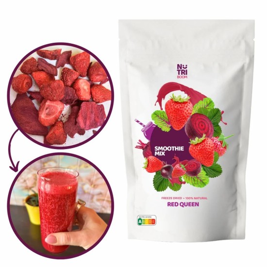 Лиофилизиран микс за смути NUTRIBOOM Red Queen - ягода, червено цвекло, кокос