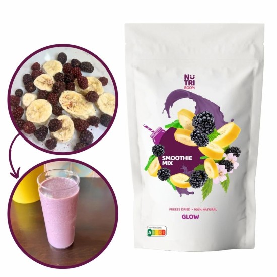 Лиофилизиран микс за смути NUTRIBOOM Glow - банан, къпина, кокос