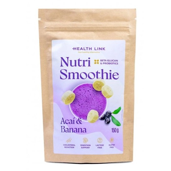 Био лате Oat Nutri Smoothie с акай бери и банан Health Link, 150 гр.