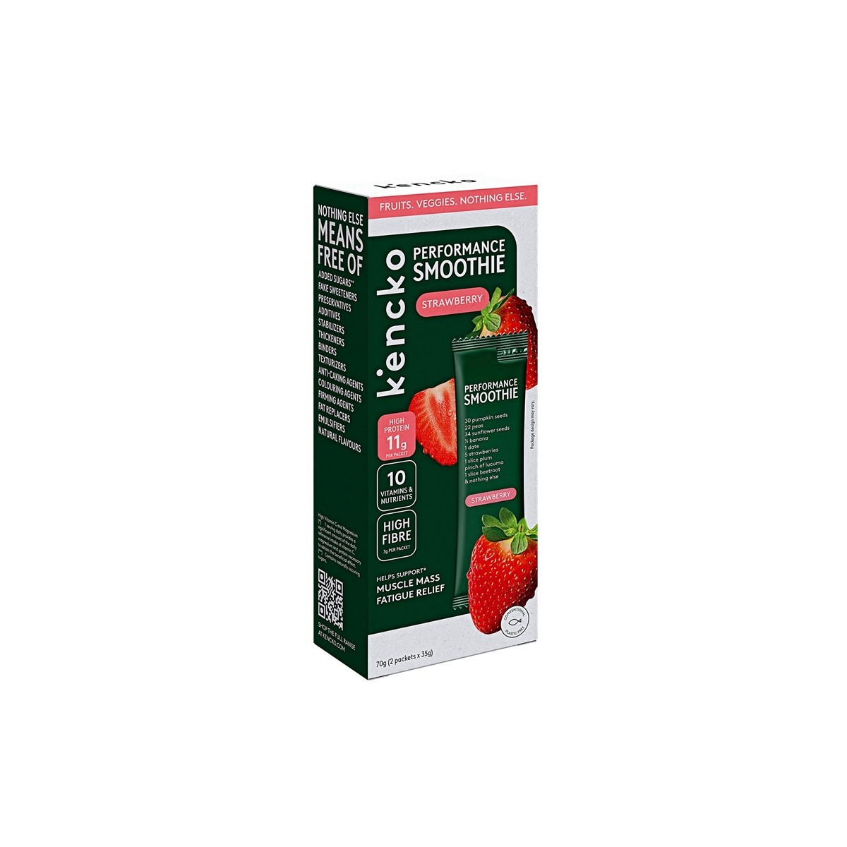 Лиофилизирано смути Kencko Performance Smoothie Strawberry, 2 бр. 