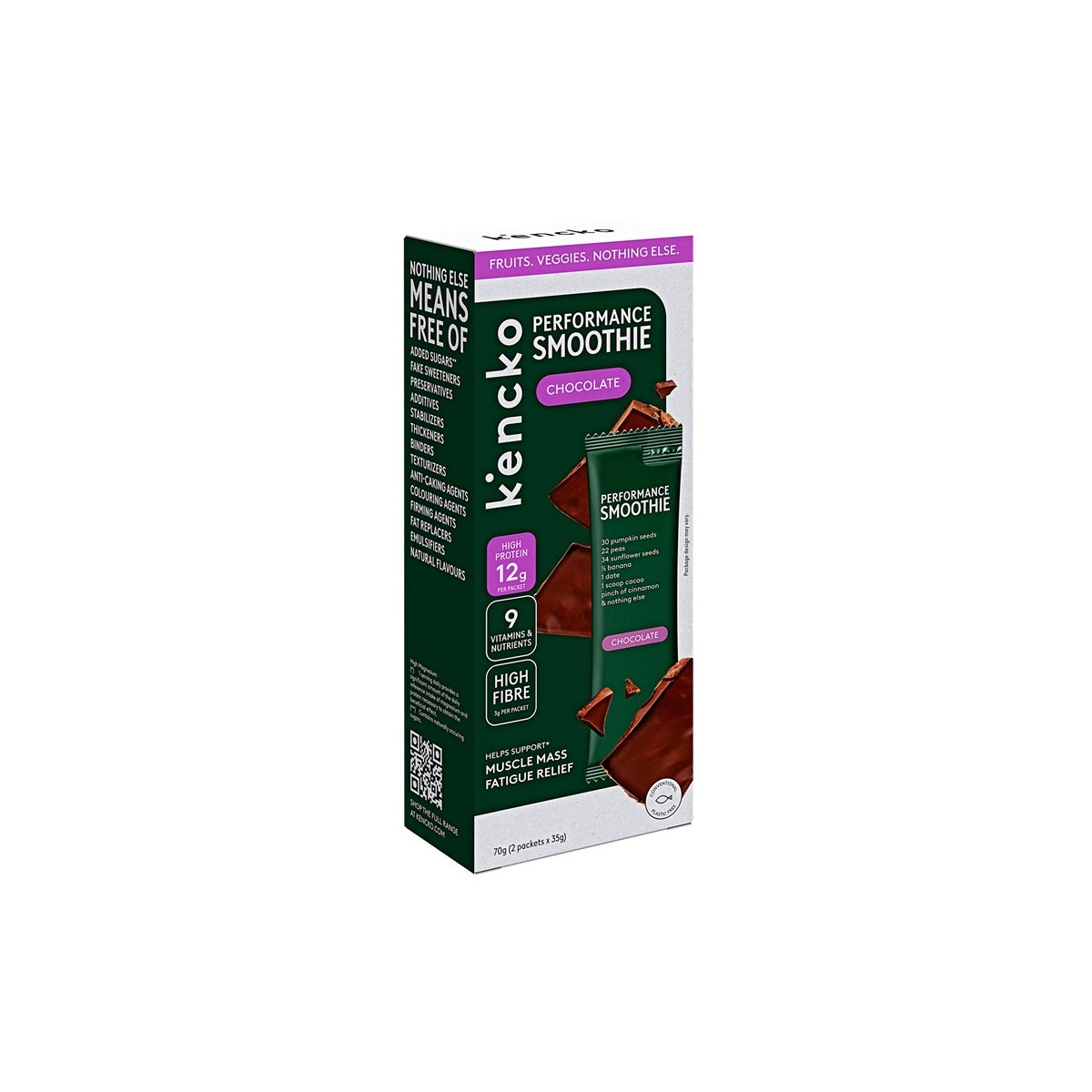 Лиофилизирано смути Kencko Performance Smoothie Chocolate, 2 бр. 