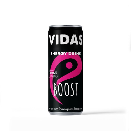 Енергийна напитка VIDAS Boost, без захар, 250ml. 