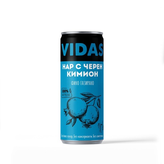 Фино газирана напитка VIDAS Нар с черен кимион, без захар, 250ml. 