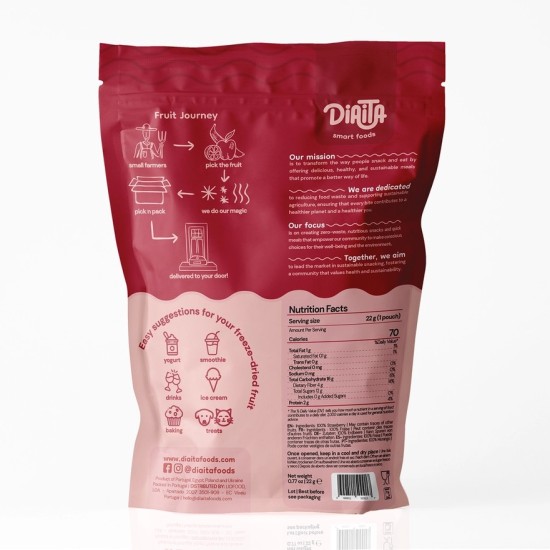 DIAITA Strawberry Snack - Лиофилизиран снакс ягоди 2