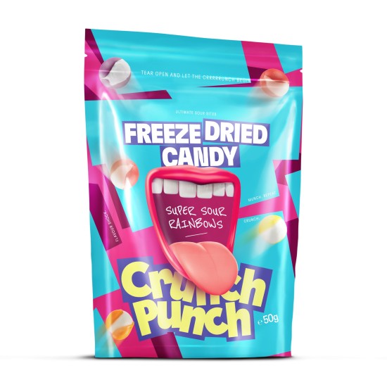 Лиофилизирани бонбони Crunch Punch SUPER SOUR RAINBOWS,50 гр
